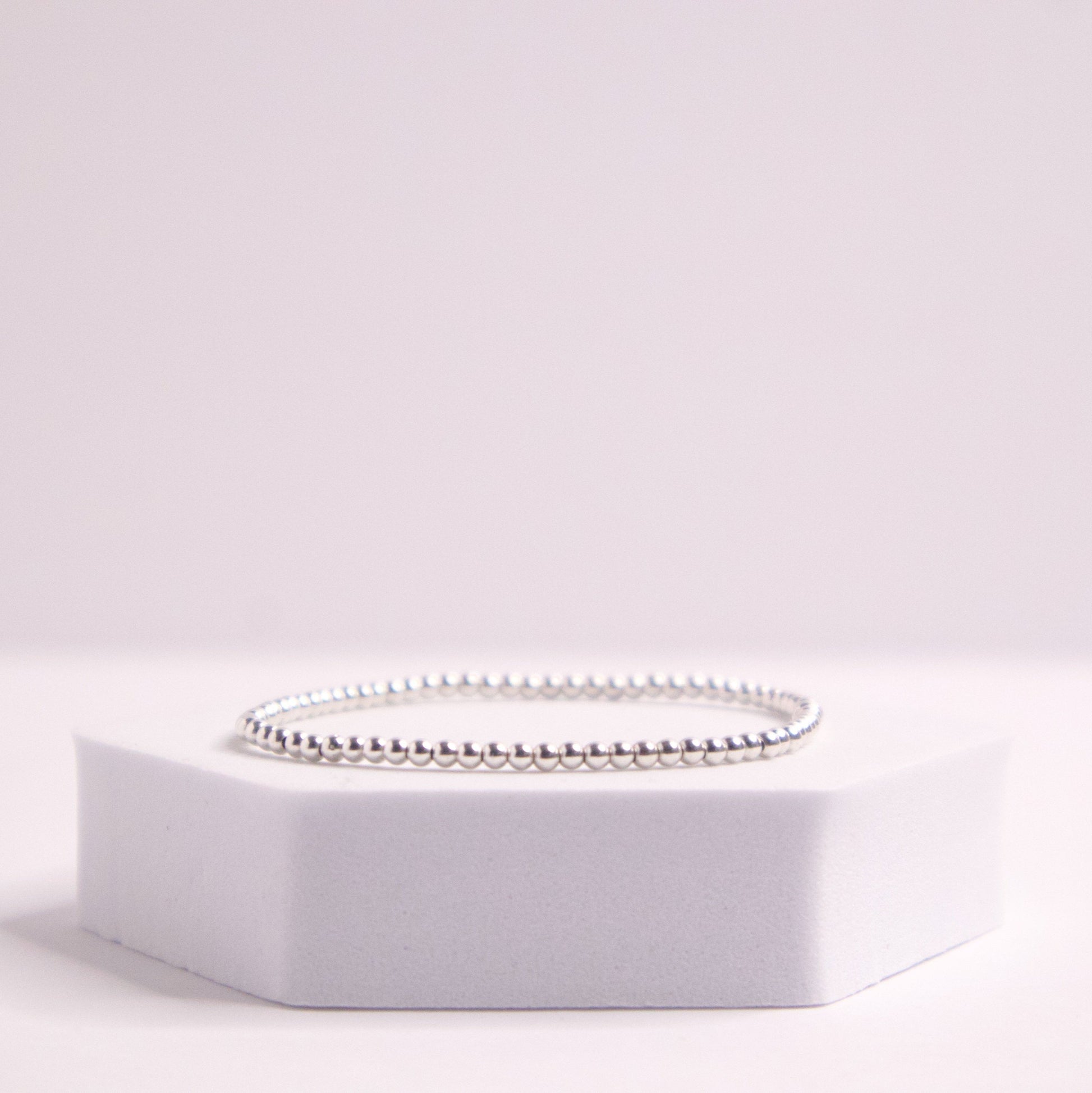 2.5 mm sterling silver beaded bracelet