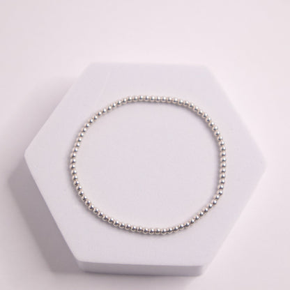 2.5 mm sterling silver beaded bracelet