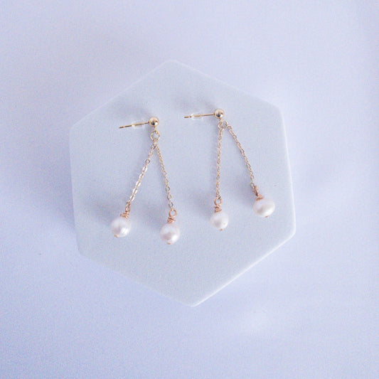 Two Pearl Dangling Earrings