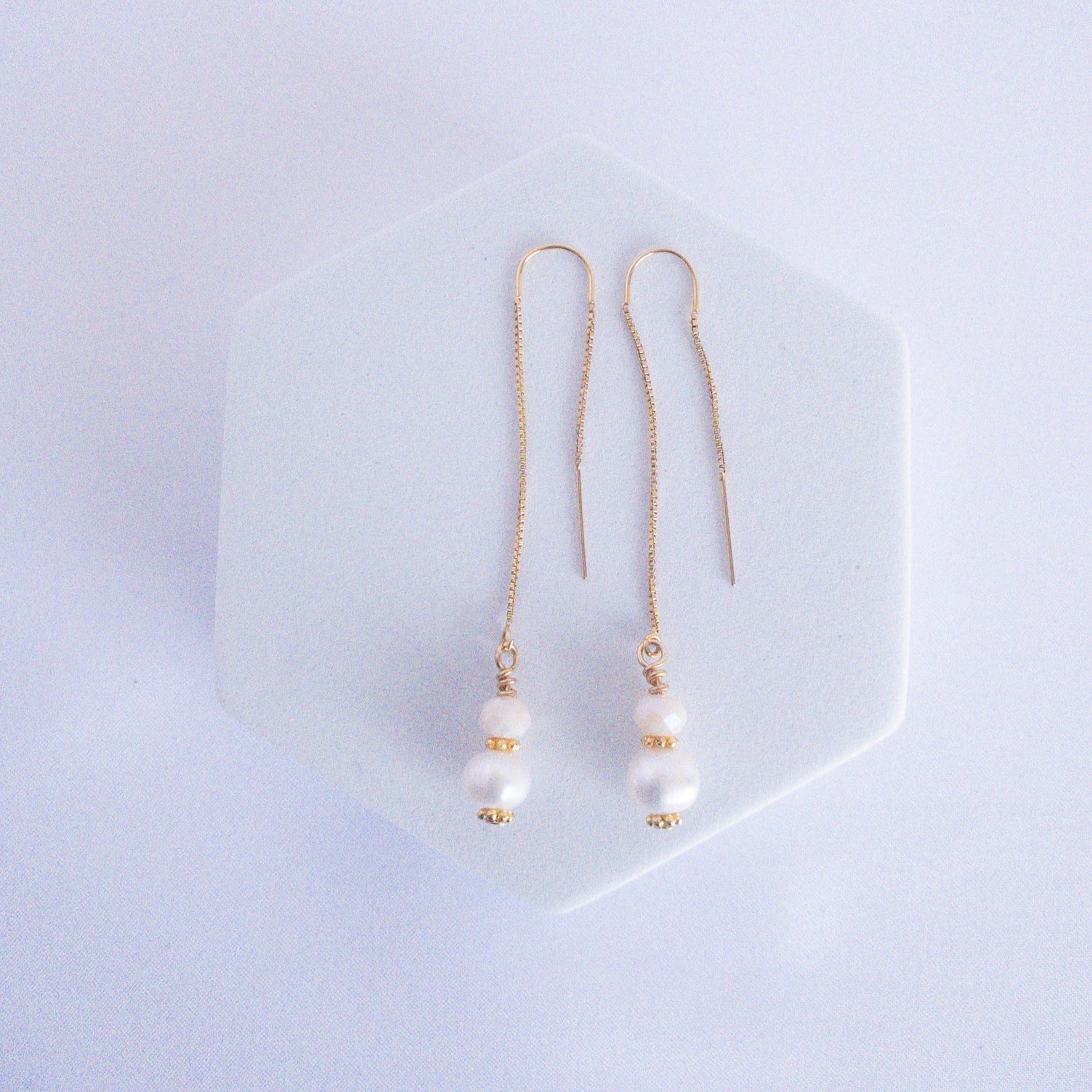 Pearl threaders 14k gold filled