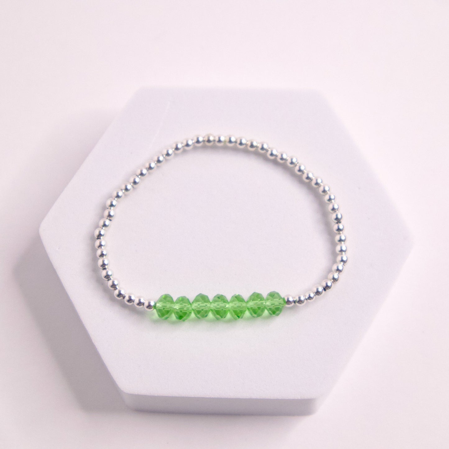 Sterling silver August Birthday beaded bracelet