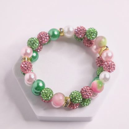 Pink and green AKA inspired beaded Bracelet