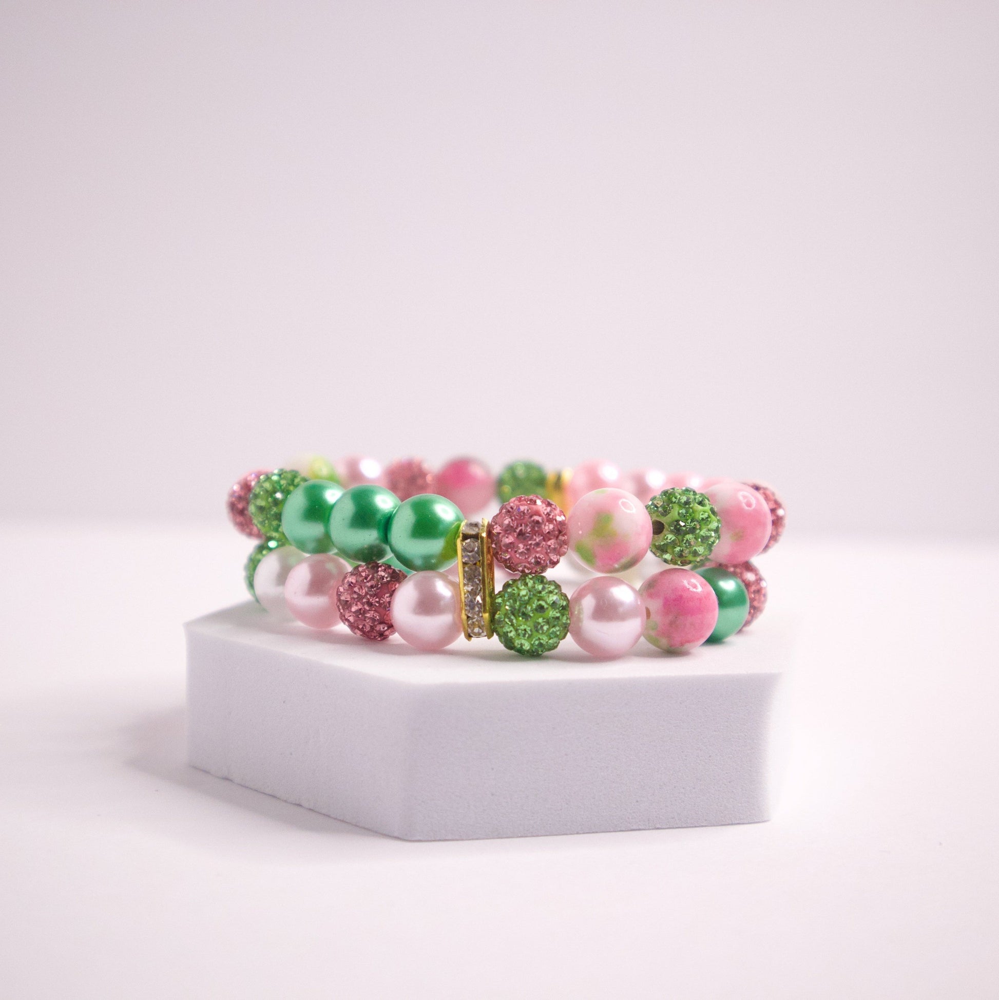 Pink and green AKA inspired beaded Bracelet