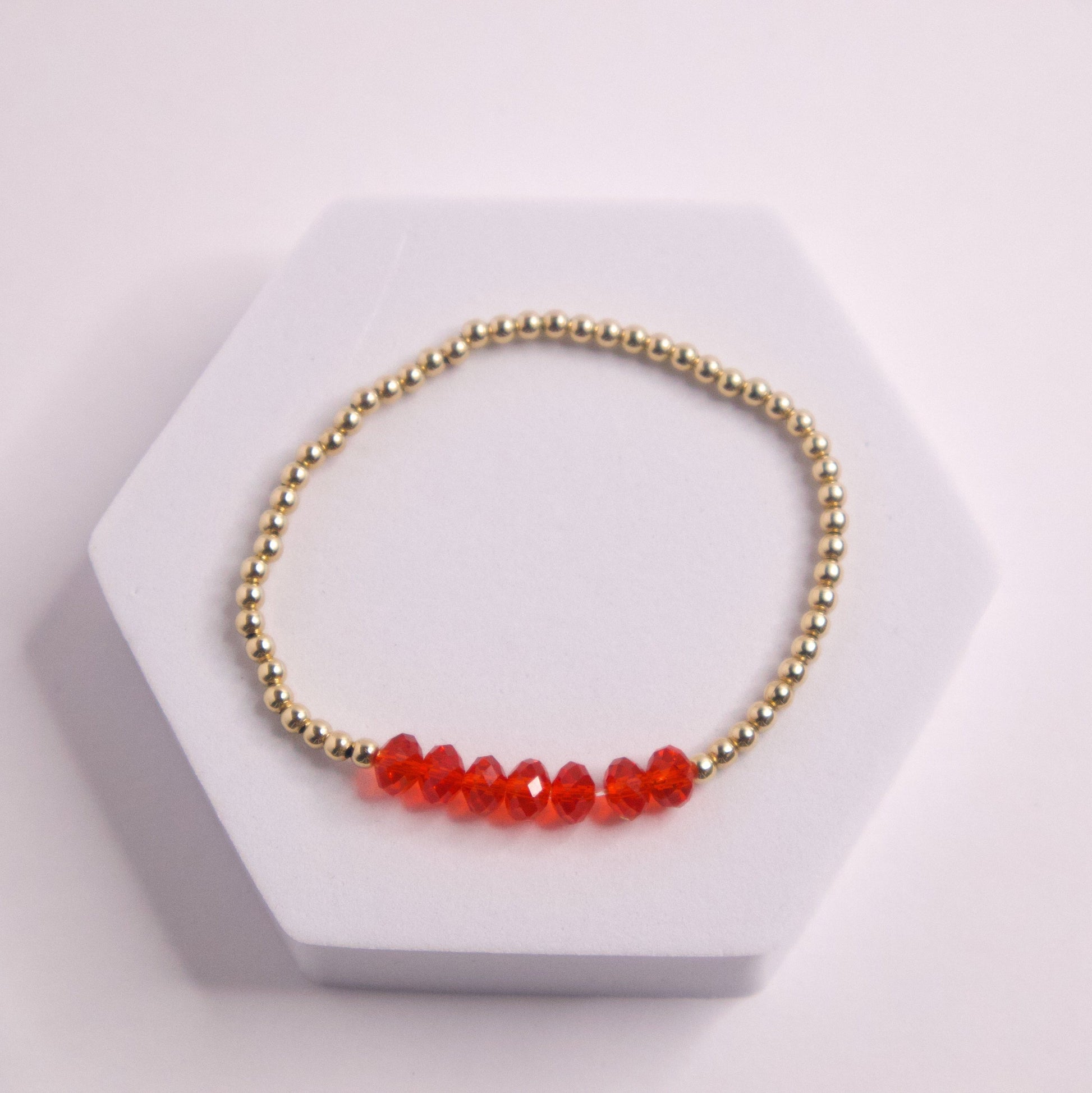 14k gold filled July beaded bracelet