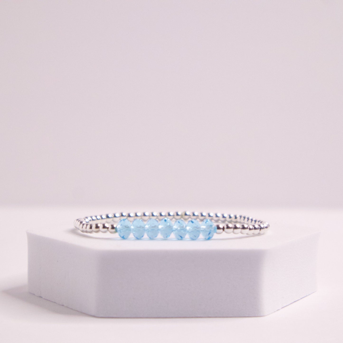 March Birthday Sterling Silver Beaded Bracelet