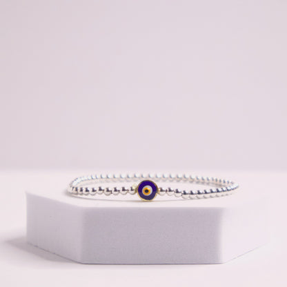 Sterling silver evil eye beaded bracelet