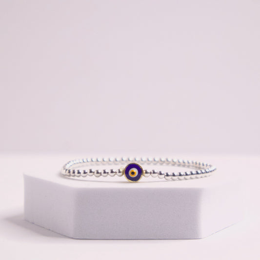 Sterling silver evil eye beaded bracelet